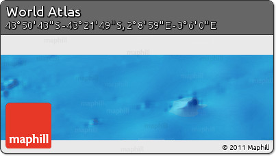 Physical Panoramic Map of the Area around 43° 36' 16" S, 2° 37' 30" E