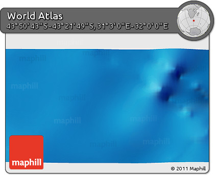 Physical 3D Map of the Area around 43° 36' 16" S, 31° 31' 29" E