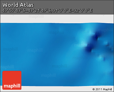 Physical 3D Map of the Area around 43° 36' 16" S, 31° 31' 29" E