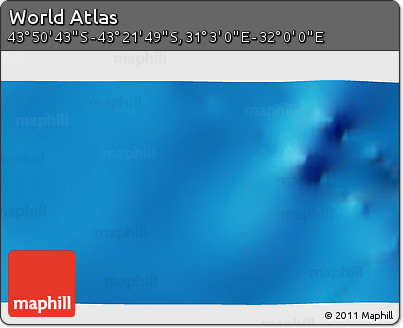 Physical 3D Map of the Area around 43° 36' 16" S, 31° 31' 29" E