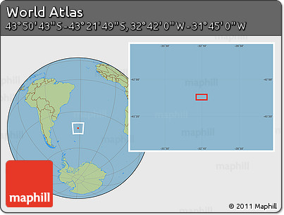 Savanna Style Location Map of the Area around 43° 36' 16" S, 32° 13' 30" W