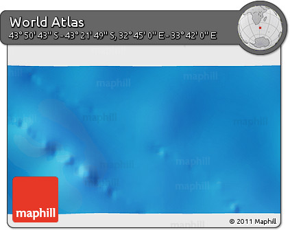 Physical 3D Map of the Area around 43° 36' 16" S, 33° 13' 30" E
