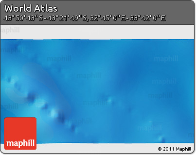 Physical 3D Map of the Area around 43° 36' 16" S, 33° 13' 30" E