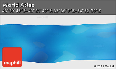 Physical Panoramic Map of the Area around 43° 36' 16" S, 34° 4' 30" E