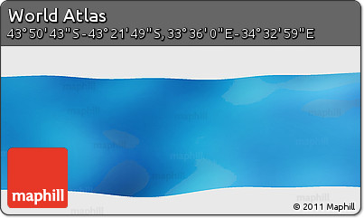 Physical Panoramic Map of the Area around 43° 36' 16" S, 34° 4' 30" E