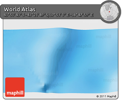 Physical 3D Map of the Area around 43° 36' 16" S, 38° 19' 30" E