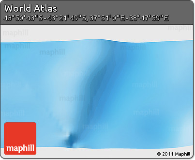 Physical 3D Map of the Area around 43° 36' 16" S, 38° 19' 30" E