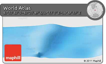 Physical Panoramic Map of the Area around 43° 36' 16" S, 38° 19' 30" E