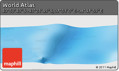 Physical Panoramic Map of the Area around 43° 36' 16" S, 38° 19' 30" E