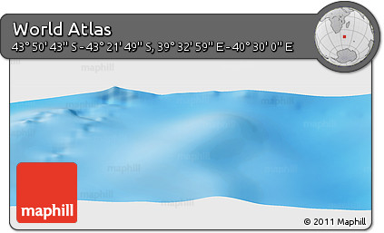 Physical Panoramic Map of the Area around 43° 36' 16" S, 40° 1' 29" E
