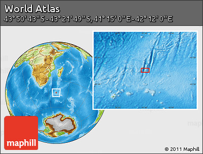 Physical Location Map of the Area around 43° 36' 16" S, 41° 43' 30" E
