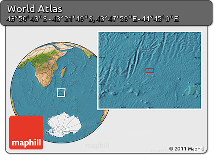 Satellite Location Map of the Area around 43° 36' 16" S, 44° 16' 29" E