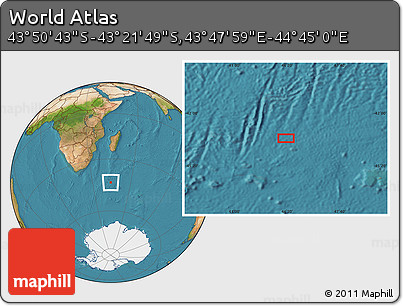 Satellite Location Map of the Area around 43° 36' 16" S, 44° 16' 29" E