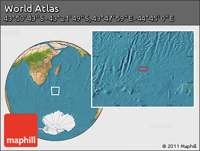 Satellite Location Map of the Area around 43° 36' 16" S, 44° 16' 29" E