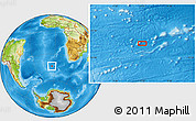 Physical Location Map of the area around 43° 36' 16" S, 4° 10' 30" W