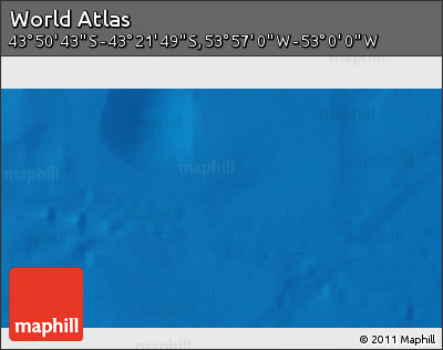 Physical 3D Map of the Area around 43° 36' 16" S, 53° 28' 30" W