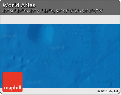 Physical 3D Map of the Area around 43° 36' 16" S, 53° 28' 30" W