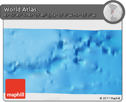 Physical 3D Map of the Area around 43° 36' 16" S, 57° 43' 30" W