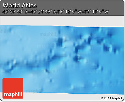 Physical 3D Map of the Area around 43° 36' 16" S, 57° 43' 30" W