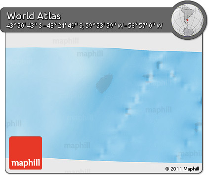 Physical 3D Map of the Area around 43° 36' 16" S, 59° 25' 29" W