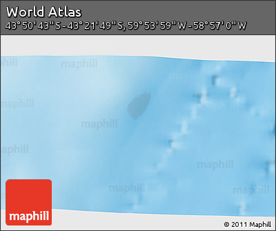 Physical 3D Map of the Area around 43° 36' 16" S, 59° 25' 29" W