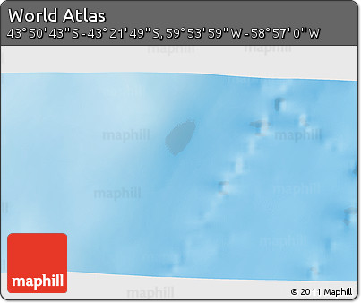 Physical 3D Map of the Area around 43° 36' 16" S, 59° 25' 29" W