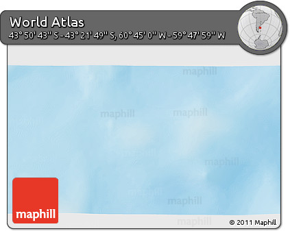 Physical 3D Map of the Area around 43° 36' 16" S, 60° 16' 29" W