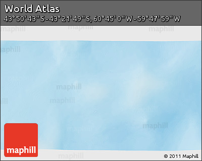 Physical 3D Map of the Area around 43° 36' 16" S, 60° 16' 29" W