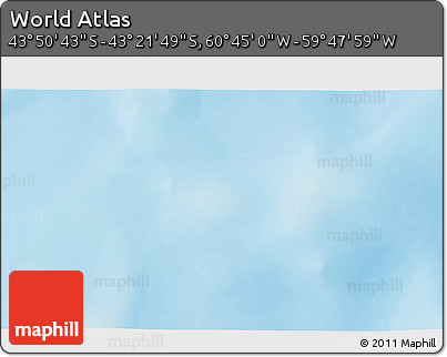 Physical 3D Map of the Area around 43° 36' 16" S, 60° 16' 29" W