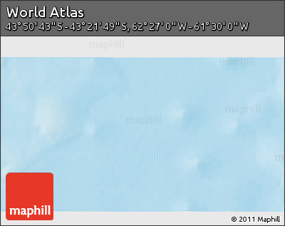 Physical 3D Map of the Area around 43° 36' 16" S, 61° 58' 30" W