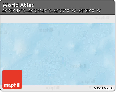 Physical 3D Map of the Area around 43° 36' 16" S, 61° 58' 30" W