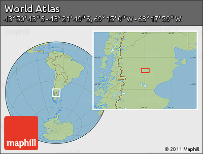 Savanna Style Location Map of the Area around 43° 36' 16" S, 68° 46' 30" W