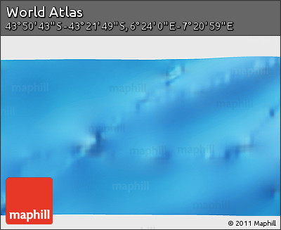 Physical 3D Map of the Area around 43° 36' 16" S, 6° 52' 30" E