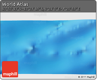 Physical 3D Map of the Area around 43° 36' 16" S, 6° 52' 30" E