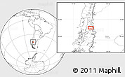 Blank Location Map of the area around 43° 36' 16" S, 72° 10' 30" W