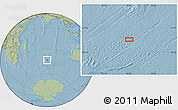 Savanna Style Location Map of the area around 43° 36' 16" S, 76° 34' 29" E, hill shading