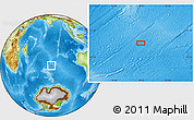 Physical Location Map of the area around 43° 36' 16" S, 79° 7' 30" E