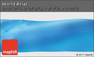 Physical Panoramic Map of the Area around 43° 36' 16" S, 7° 43' 29" E