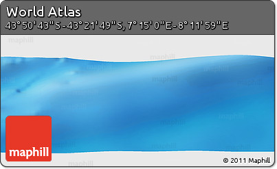 Physical Panoramic Map of the Area around 43° 36' 16" S, 7° 43' 29" E