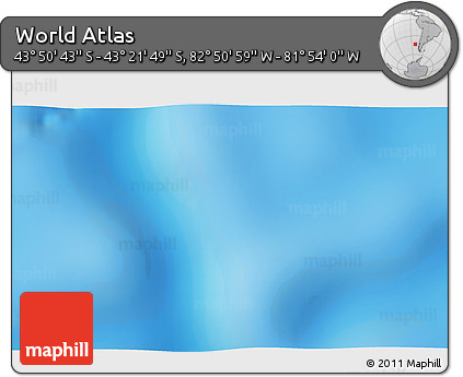 Physical 3D Map of the Area around 43° 36' 16" S, 82° 22' 30" W