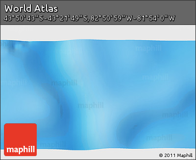 Physical 3D Map of the Area around 43° 36' 16" S, 82° 22' 30" W