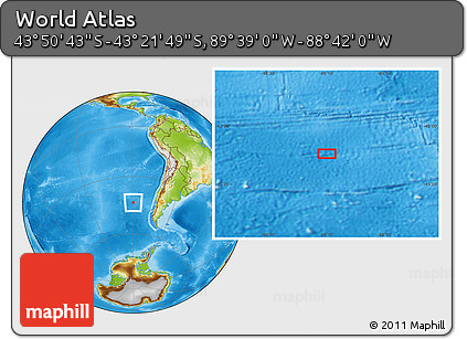 Physical Location Map of the Area around 43° 36' 16" S, 89° 10' 30" W