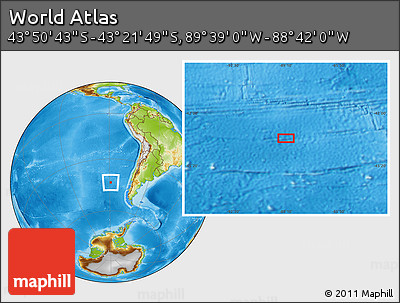 Physical Location Map of the Area around 43° 36' 16" S, 89° 10' 30" W