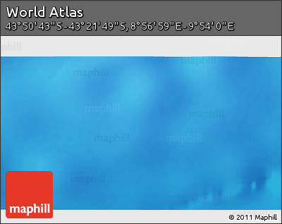 Physical 3D Map of the Area around 43° 36' 16" S, 9° 25' 30" E