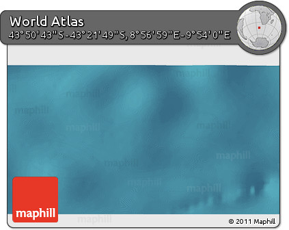 Satellite 3D Map of the Area around 43° 36' 16" S, 9° 25' 30" E
