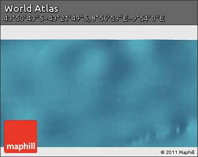 Satellite 3D Map of the Area around 43° 36' 16" S, 9° 25' 30" E