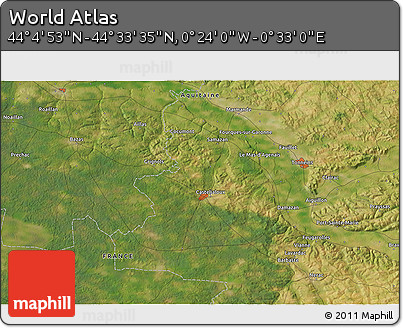 Satellite 3D Map of the Area around 44° 19' 14" N, 0° 4' 30" E