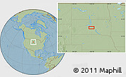 Savanna Style Location Map of the area around 44° 19' 14" N, 100° 13' 29" W, hill shading