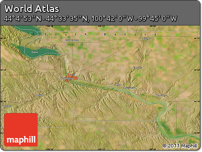 Satellite Map of the Area around 44° 19' 14" N, 100° 13' 29" W