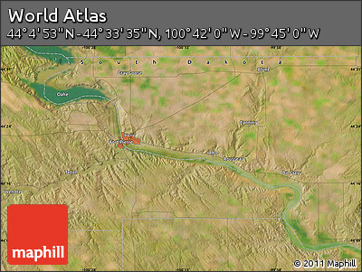Satellite Map of the Area around 44° 19' 14" N, 100° 13' 29" W